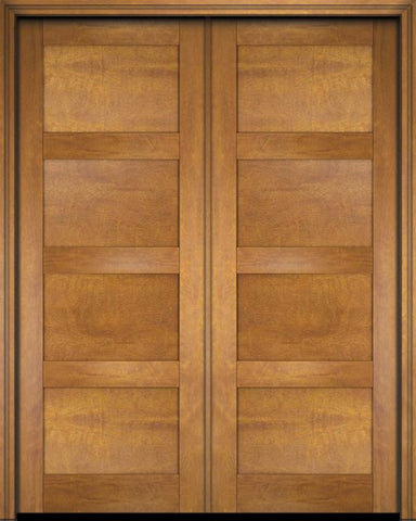 WDMA 52x96 Door (4ft4in by 8ft) Interior Swing Mahogany Modern 4 Flat Panel Shaker Exterior or Double Door 1