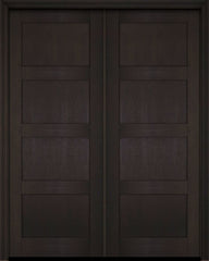 WDMA 52x96 Door (4ft4in by 8ft) Interior Swing Mahogany Modern 4 Flat Panel Shaker Exterior or Double Door 2