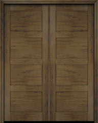 WDMA 52x96 Door (4ft4in by 8ft) Interior Swing Mahogany Modern 4 Flat Panel Shaker Exterior or Double Door 3