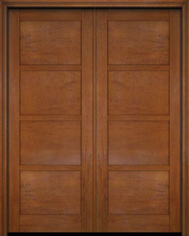 WDMA 52x96 Door (4ft4in by 8ft) Interior Swing Mahogany 4 Panel Windermere Shaker Exterior or Double Door 4