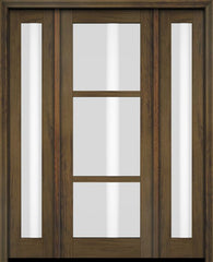 WDMA 52x96 Door (4ft4in by 8ft) Exterior Swing Mahogany 3 Lite Windermere Shaker Single Entry Door Sidelights 3