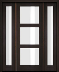 WDMA 52x96 Door (4ft4in by 8ft) Exterior Swing Mahogany Modern 3 Lite Shaker Single Entry Door Sidelights 3