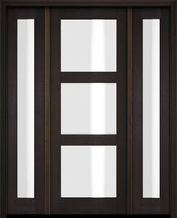 WDMA 52x96 Door (4ft4in by 8ft) Exterior Swing Mahogany Modern 3 Lite Shaker Single Entry Door Sidelights 3