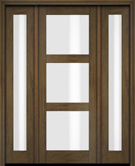 WDMA 52x96 Door (4ft4in by 8ft) Exterior Swing Mahogany Modern 3 Lite Shaker Single Entry Door Sidelights 5