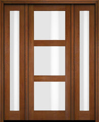 WDMA 52x96 Door (4ft4in by 8ft) Exterior Swing Mahogany Modern 3 Lite Shaker Single Entry Door Sidelights 7
