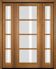 WDMA 52x96 Door (4ft4in by 8ft) Exterior Swing Mahogany 4 Lite TDL Single Entry Door Sidelights 1