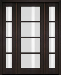 WDMA 52x96 Door (4ft4in by 8ft) Exterior Swing Mahogany 4 Lite TDL Single Entry Door Sidelights 2