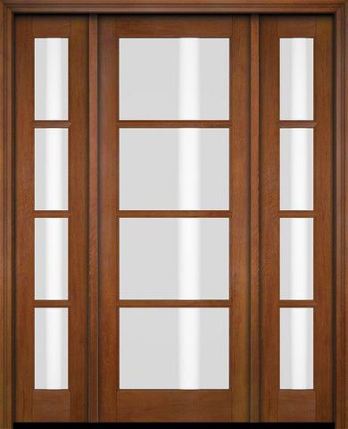WDMA 52x96 Door (4ft4in by 8ft) Exterior Swing Mahogany 4 Lite TDL Single Entry Door Sidelights 4