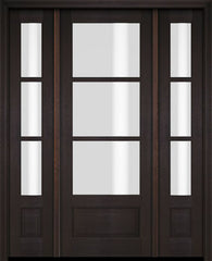 WDMA 52x96 Door (4ft4in by 8ft) Exterior Swing Mahogany 3/4 3 Lite TDL Single Entry Door Sidelights 2