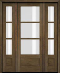 WDMA 52x96 Door (4ft4in by 8ft) Exterior Swing Mahogany 3/4 3 Lite TDL Single Entry Door Sidelights 3