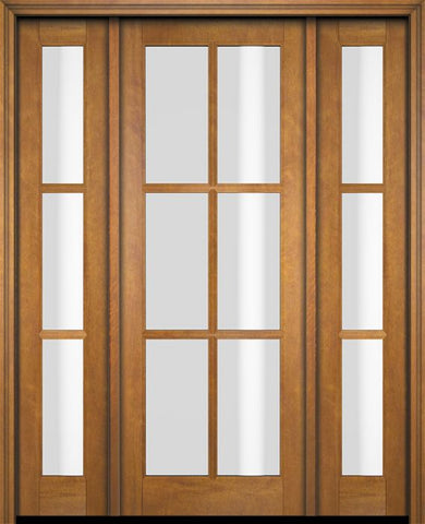 WDMA 52x96 Door (4ft4in by 8ft) Exterior Swing Mahogany 6 Lite TDL Single Entry Door Sidelights 1