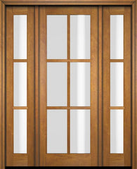 WDMA 52x96 Door (4ft4in by 8ft) Exterior Swing Mahogany 6 Lite TDL Single Entry Door Sidelights 1
