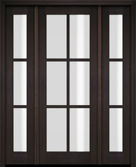 WDMA 52x96 Door (4ft4in by 8ft) Exterior Swing Mahogany 6 Lite TDL Single Entry Door Sidelights 2