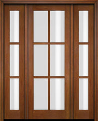 WDMA 52x96 Door (4ft4in by 8ft) Exterior Swing Mahogany 6 Lite TDL Single Entry Door Sidelights 4