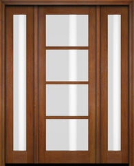 WDMA 52x96 Door (4ft4in by 8ft) Exterior Swing Mahogany 4 Lite Windermere Shaker Single Entry Door Sidelights 4