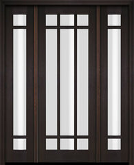 WDMA 52x96 Door (4ft4in by 8ft) Exterior Swing Mahogany 9 Lite Marginal Single Entry Door Sidelights 2