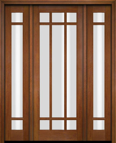 WDMA 52x96 Door (4ft4in by 8ft) Exterior Swing Mahogany 9 Lite Marginal Single Entry Door Sidelights 4