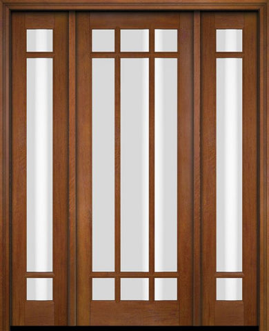 WDMA 52x96 Door (4ft4in by 8ft) Exterior Swing Mahogany 9 Lite Marginal Single Entry Door Sidelights 4