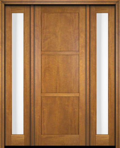 WDMA 52x96 Door (4ft4in by 8ft) Exterior Swing Mahogany 3 Panel Windermere Shaker Single Entry Door Sidelights 1