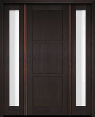 WDMA 52x96 Door (4ft4in by 8ft) Exterior Swing Mahogany 3 Panel Windermere Shaker Single Entry Door Sidelights 2