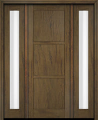 WDMA 52x96 Door (4ft4in by 8ft) Exterior Swing Mahogany 3 Panel Windermere Shaker Single Entry Door Sidelights 3