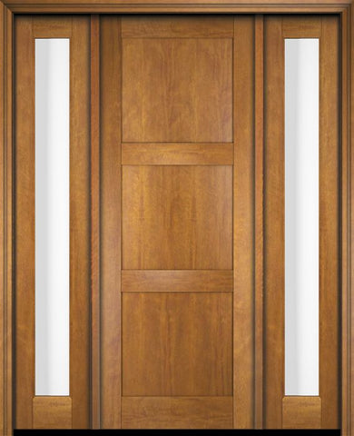 WDMA 52x96 Door (4ft4in by 8ft) Exterior Swing Mahogany Modern 3 Flat Panel Shaker Single Entry Door Sidelights 1