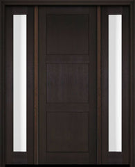 WDMA 52x96 Door (4ft4in by 8ft) Exterior Swing Mahogany Modern 3 Flat Panel Shaker Single Entry Door Sidelights 2