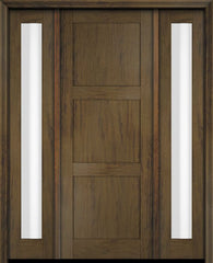 WDMA 52x96 Door (4ft4in by 8ft) Exterior Swing Mahogany Modern 3 Flat Panel Shaker Single Entry Door Sidelights 3