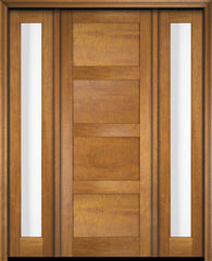 WDMA 52x96 Door (4ft4in by 8ft) Exterior Swing Mahogany Modern 4 Flat Panel Shaker Single Entry Door Sidelights 1