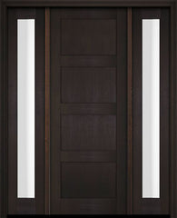 WDMA 52x96 Door (4ft4in by 8ft) Exterior Swing Mahogany Modern 4 Flat Panel Shaker Single Entry Door Sidelights 2