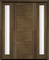 WDMA 52x96 Door (4ft4in by 8ft) Exterior Swing Mahogany Modern 4 Flat Panel Shaker Single Entry Door Sidelights 3