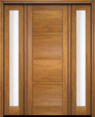 WDMA 52x96 Door (4ft4in by 8ft) Exterior Swing Mahogany 4 Panel Windermere Shaker Single Entry Door Sidelights 1