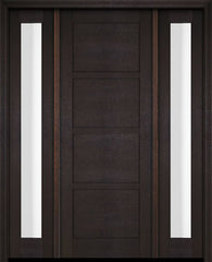 WDMA 52x96 Door (4ft4in by 8ft) Exterior Swing Mahogany 4 Panel Windermere Shaker Single Entry Door Sidelights 2