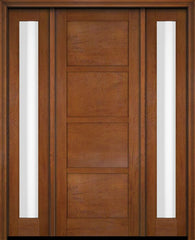 WDMA 52x96 Door (4ft4in by 8ft) Exterior Swing Mahogany 4 Panel Windermere Shaker Single Entry Door Sidelights 4