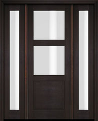 WDMA 52x96 Door (4ft4in by 8ft) Exterior Swing Mahogany 2 Lite Over Raised Panel Single Entry Door Sidelights 2