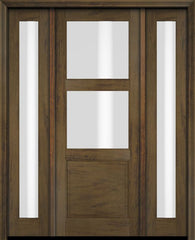 WDMA 52x96 Door (4ft4in by 8ft) Exterior Swing Mahogany 2 Lite Over Raised Panel Single Entry Door Sidelights 3
