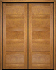 WDMA 52x96 Door (4ft4in by 8ft) Exterior Barn Mahogany Modern 5 Flat Panel Shaker or Interior Double Door 1