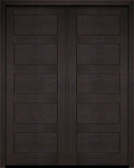 WDMA 52x96 Door (4ft4in by 8ft) Exterior Barn Mahogany Modern 5 Flat Panel Shaker or Interior Double Door 2