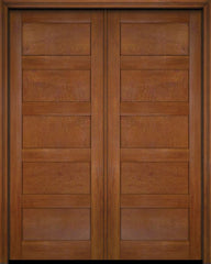 WDMA 52x96 Door (4ft4in by 8ft) Exterior Barn Mahogany Modern 5 Flat Panel Shaker or Interior Double Door 4