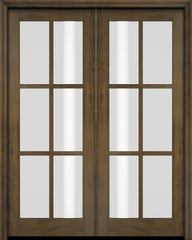 WDMA 52x96 Door (4ft4in by 8ft) French Swing Mahogany 6 Lite TDL Exterior or Interior Double Door 4