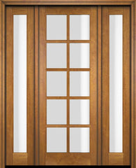 WDMA 52x96 Door (4ft4in by 8ft) Exterior Swing Mahogany 10 Lite TDL Single Entry Door Full Sidelights 1