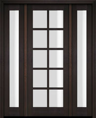 WDMA 52x96 Door (4ft4in by 8ft) Exterior Swing Mahogany 10 Lite TDL Single Entry Door Full Sidelights 2