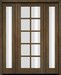 WDMA 52x96 Door (4ft4in by 8ft) Exterior Swing Mahogany 10 Lite TDL Single Entry Door Full Sidelights 3