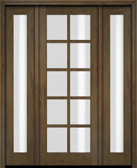 WDMA 52x96 Door (4ft4in by 8ft) Exterior Swing Mahogany 10 Lite TDL Single Entry Door Full Sidelights 3