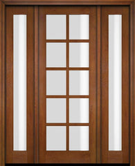 WDMA 52x96 Door (4ft4in by 8ft) Exterior Swing Mahogany 10 Lite TDL Single Entry Door Full Sidelights 4