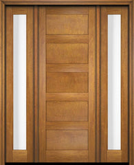 WDMA 52x96 Door (4ft4in by 8ft) Exterior Swing Mahogany Modern 5 Flat Panel Shaker Single Entry Door Sidelights 1