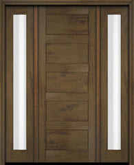 WDMA 52x96 Door (4ft4in by 8ft) Exterior Swing Mahogany Modern 5 Flat Panel Shaker Single Entry Door Sidelights 3