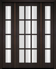 WDMA 52x96 Door (4ft4in by 8ft) Exterior Swing Mahogany 12 Lite TDL Single Entry Door Sidelights 2