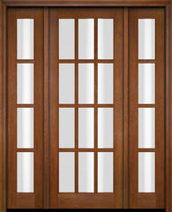 WDMA 52x96 Door (4ft4in by 8ft) Exterior Swing Mahogany 12 Lite TDL Single Entry Door Sidelights 4