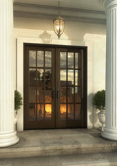 WDMA 52x96 Door (4ft4in by 8ft) Patio Swing Mahogany 12 Lite TDL Exterior or Interior Double Door 4
